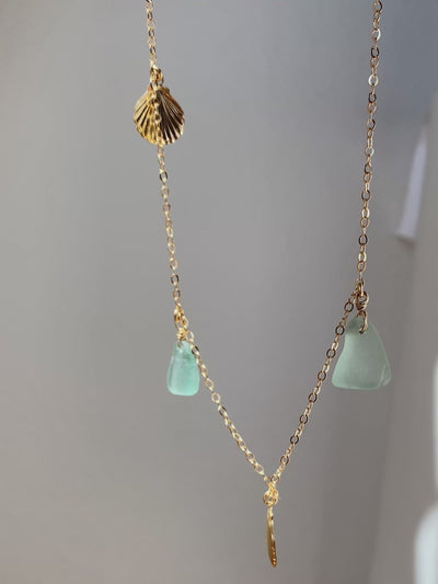 sea glass charm necklace handmade in Australia Sydney