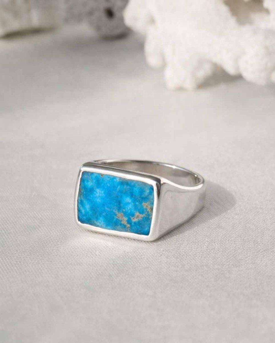 Rectangle Turquoise Signet Ring - Size 5.5Gemstone RingReady - To - ShipAngela Wozniak Jewellery
