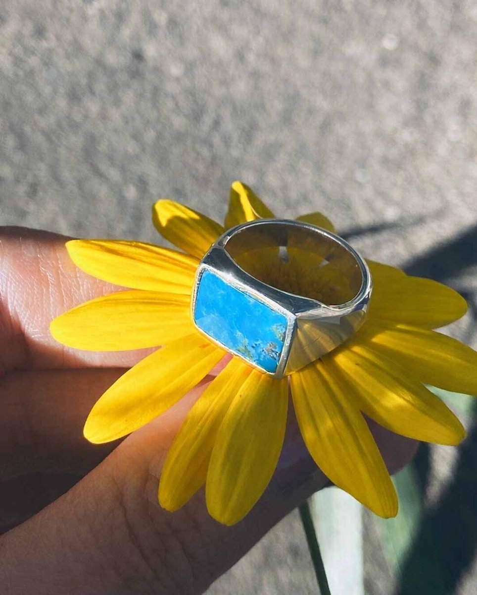 Rectangle Turquoise Signet Ring - Size 5.5Gemstone RingReady - To - ShipAngela Wozniak Jewellery