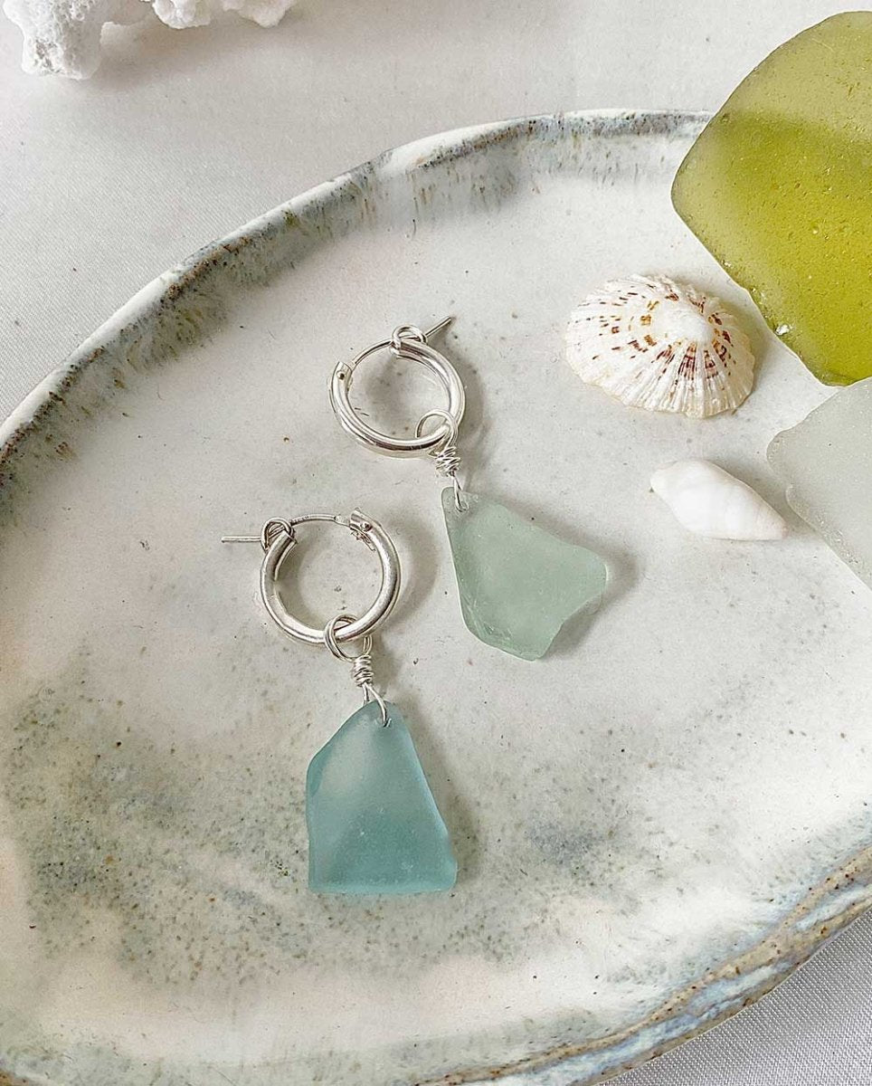 Sea Glass Charm Hoop EarringsEarringsMade - To - OrderAngela Wozniak Jewellery