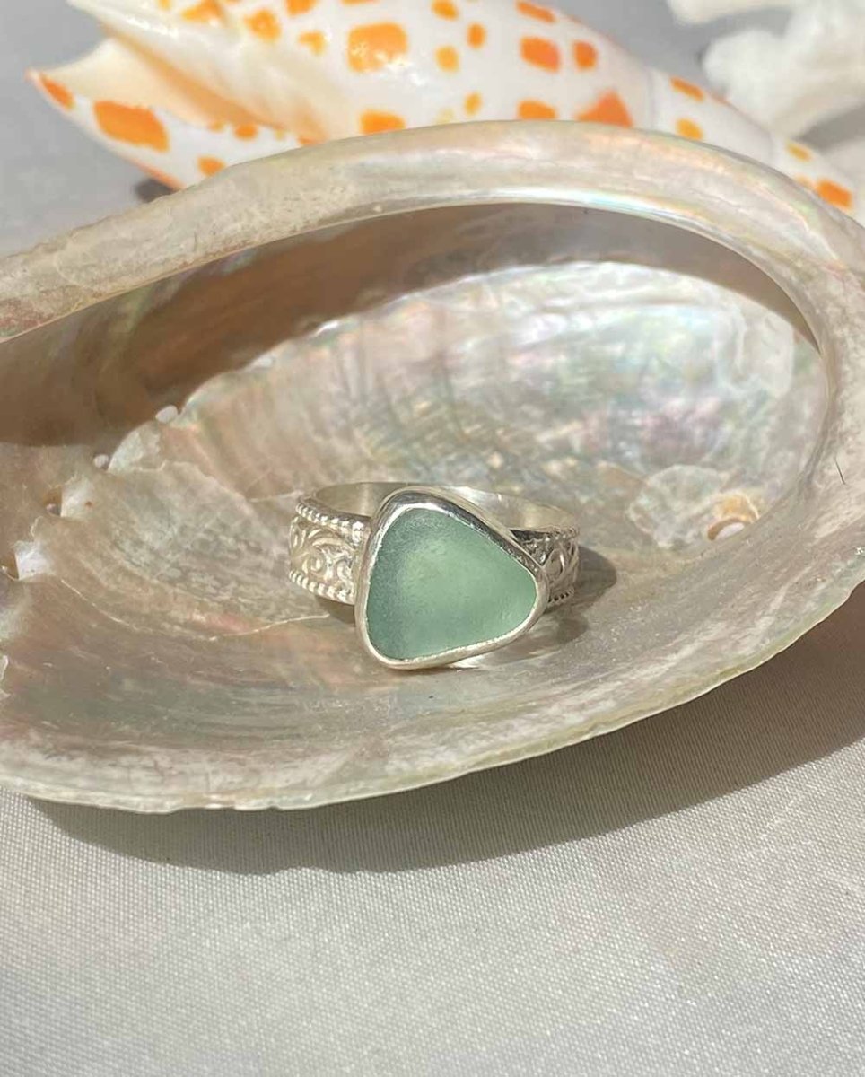 Seafoam Blue Sea Glass Ring - Size 6RingsReady - To - ShipAngela Wozniak Jewellery