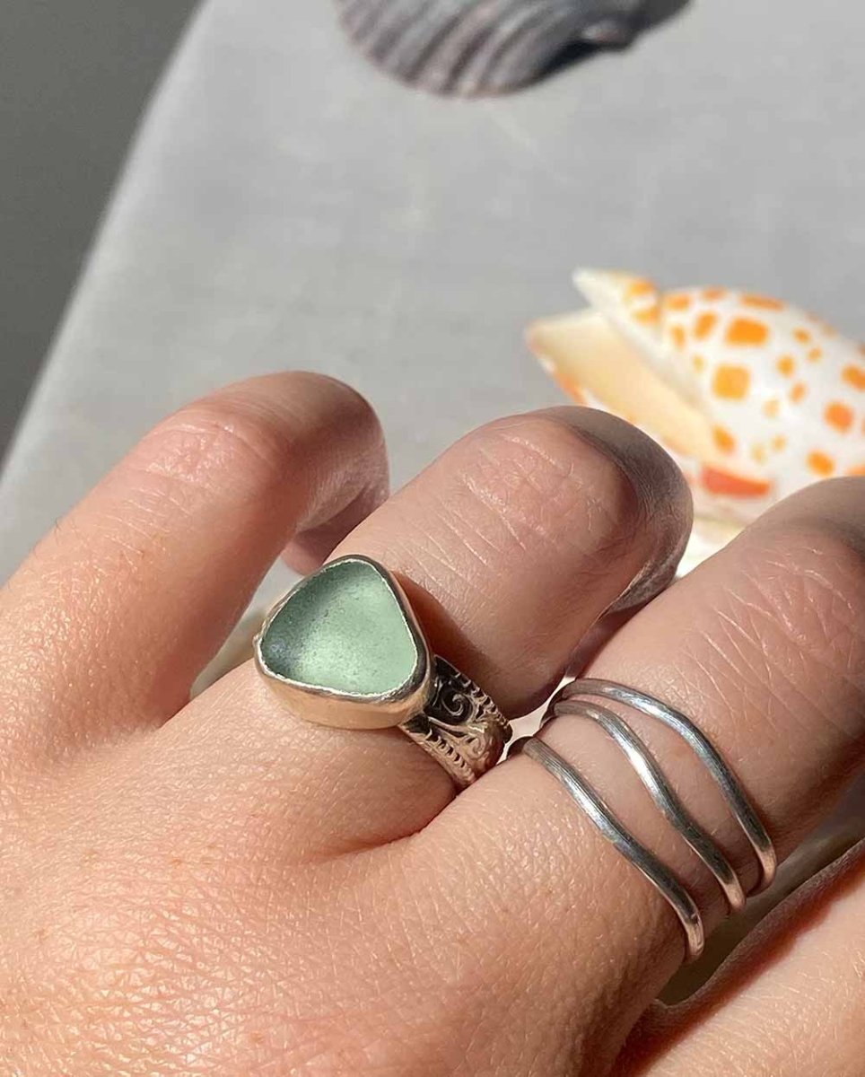Seafoam Blue Sea Glass Ring - Size 6RingsReady - To - ShipAngela Wozniak Jewellery