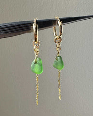 Siren Swing Sea Glass Hoop Earrings - 14K Gold Filled