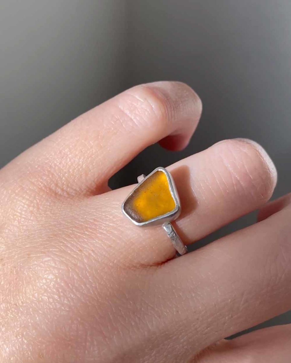 Amber Seaglass Ring / Uncommon Colour / #101RingsSize 6Angela Wozniak Jewellery