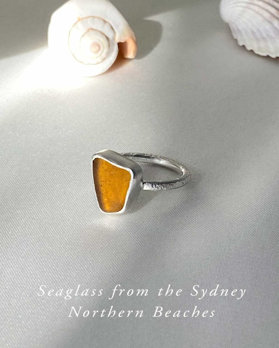 Amber Seaglass Ring / Uncommon Colour / #101RingsSize 6Angela Wozniak Jewellery