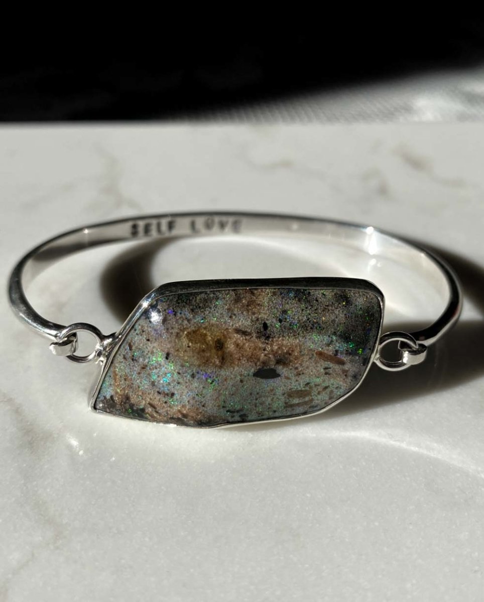 Andamooka Opal CuffBraceletsSterling SilverAngela Wozniak Jewellery