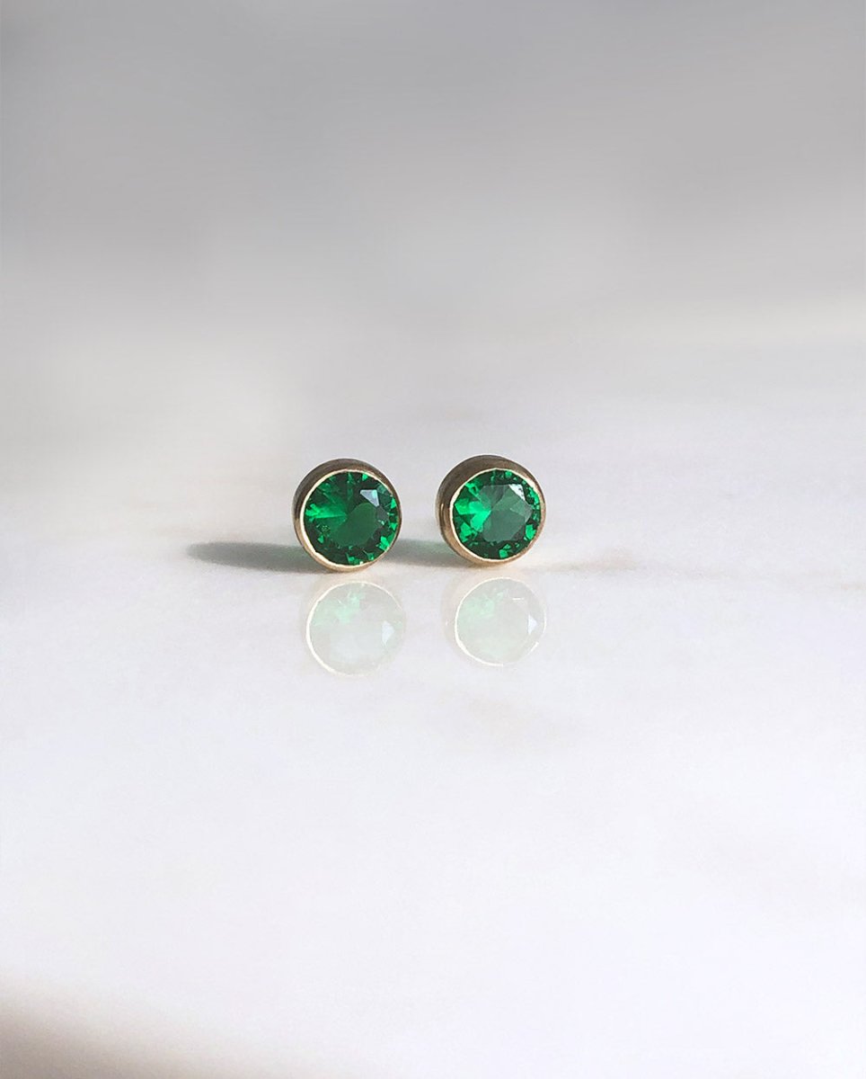 Emerald Gemstone StudsEarrings14K Gold Vermeil, Various GemstonesAngela Wozniak Jewellery