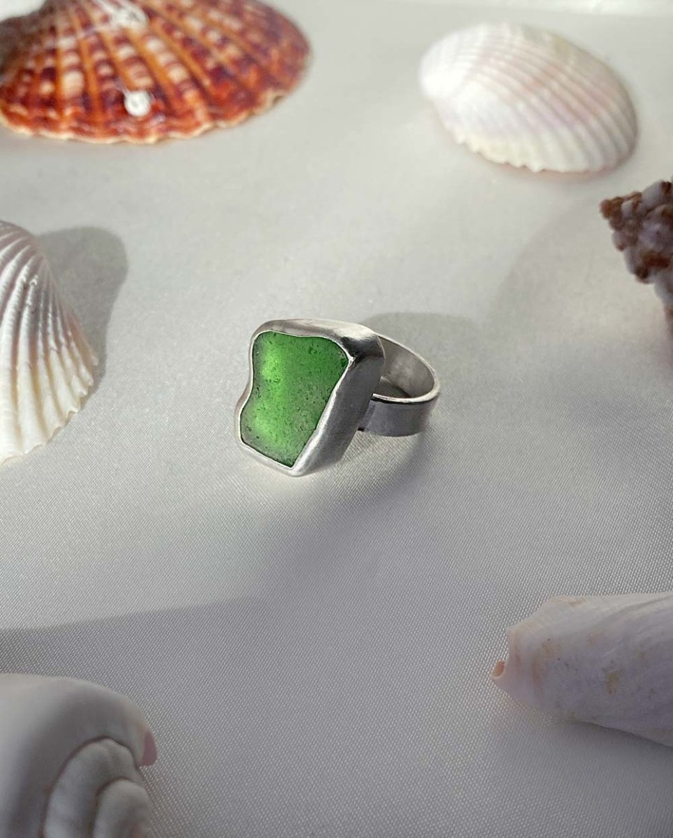 Emerald Seaglass Ring - 201RingsSize 6Angela Wozniak Jewellery