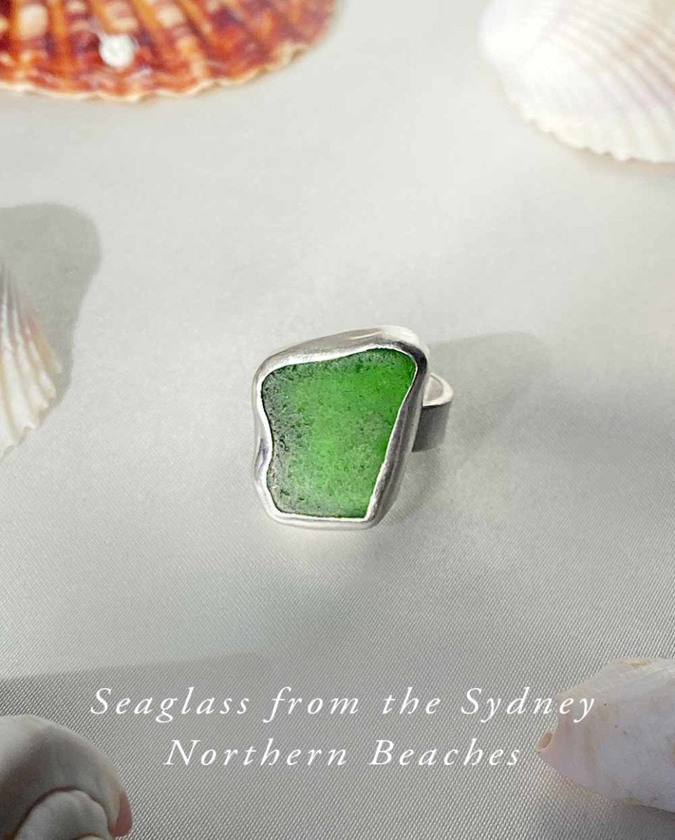 Emerald Seaglass Ring / Rare Colour / #201RingsSize 6Angela Wozniak Jewellery