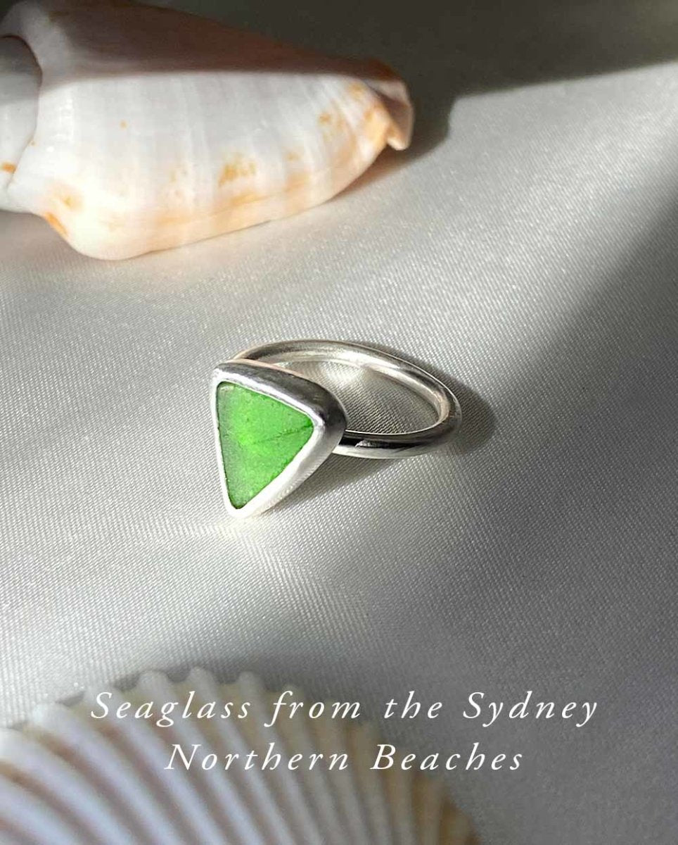 Emerald Seaglass Ring / Rare Colour / #202RingsSize 6Angela Wozniak Jewellery