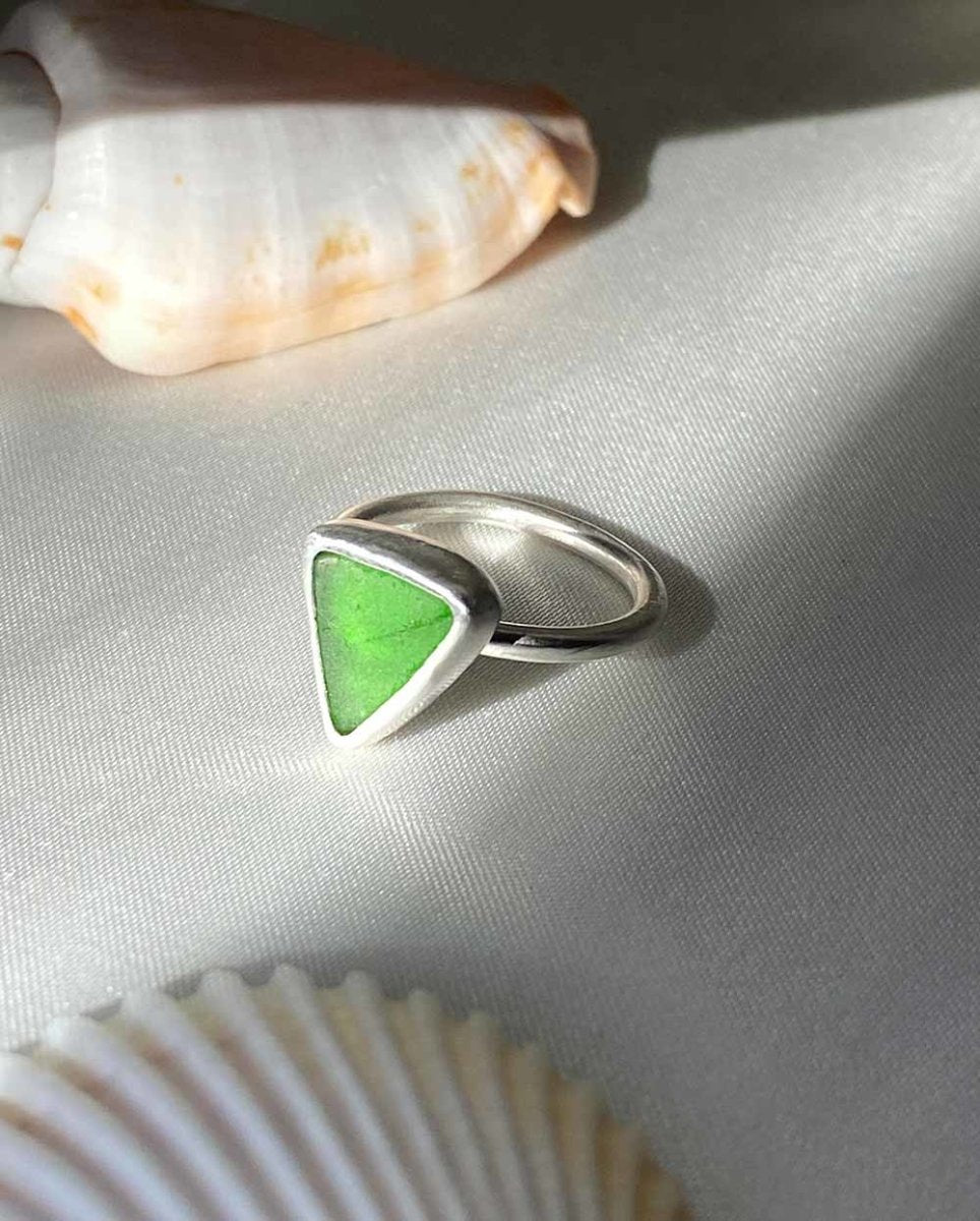 Emerald Seaglass Ring / Rare Colour / #202RingsSize 6Angela Wozniak Jewellery
