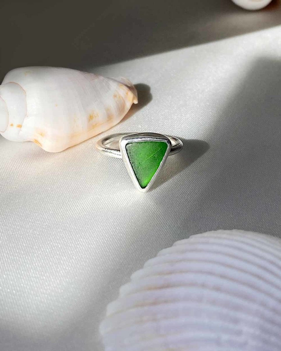 Emerald Seaglass Ring / Rare Colour / #202RingsSize 6Angela Wozniak Jewellery