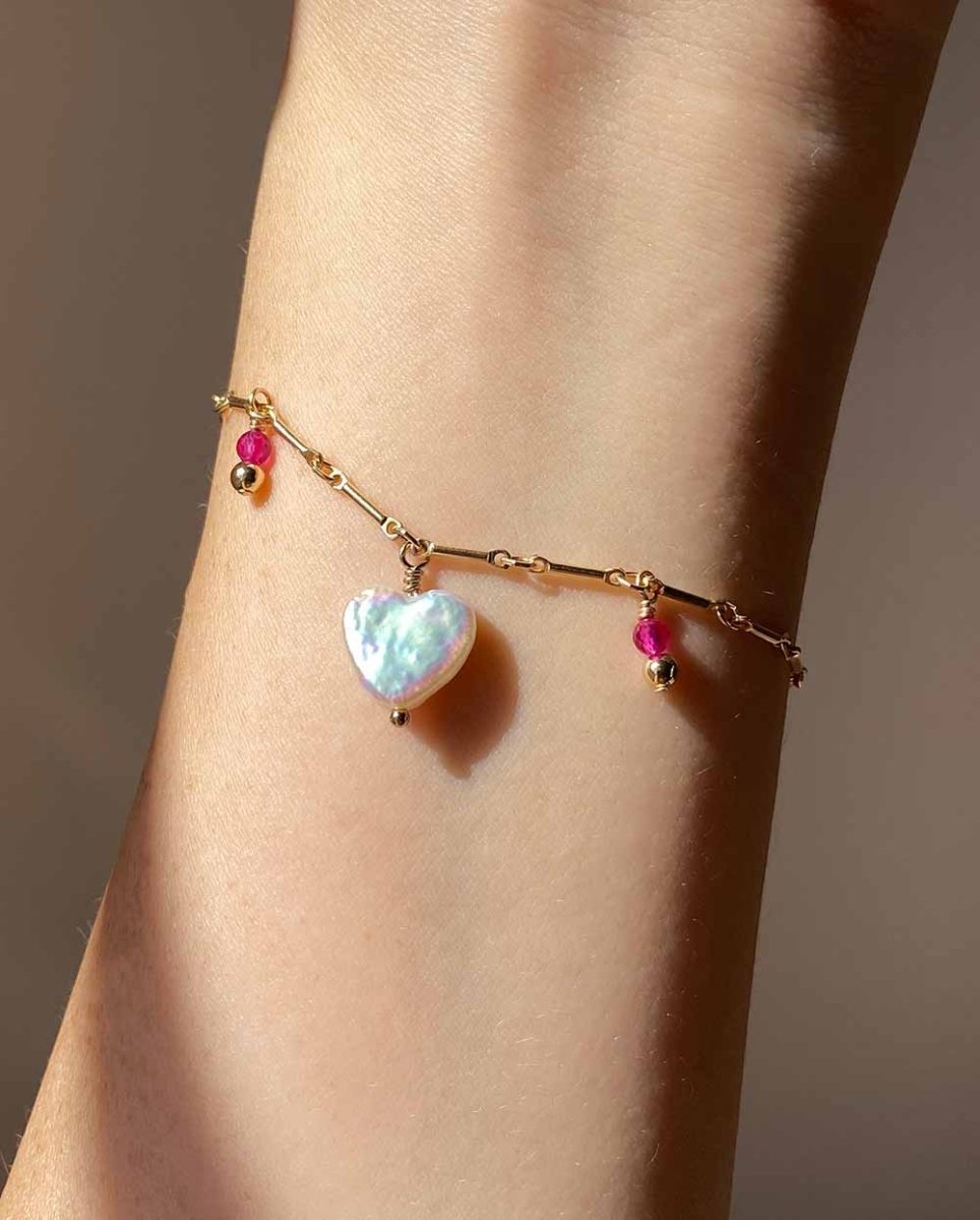 Gemstone Heart Charm BraceletBracelets14K Gold FilledAngela Wozniak Jewellery