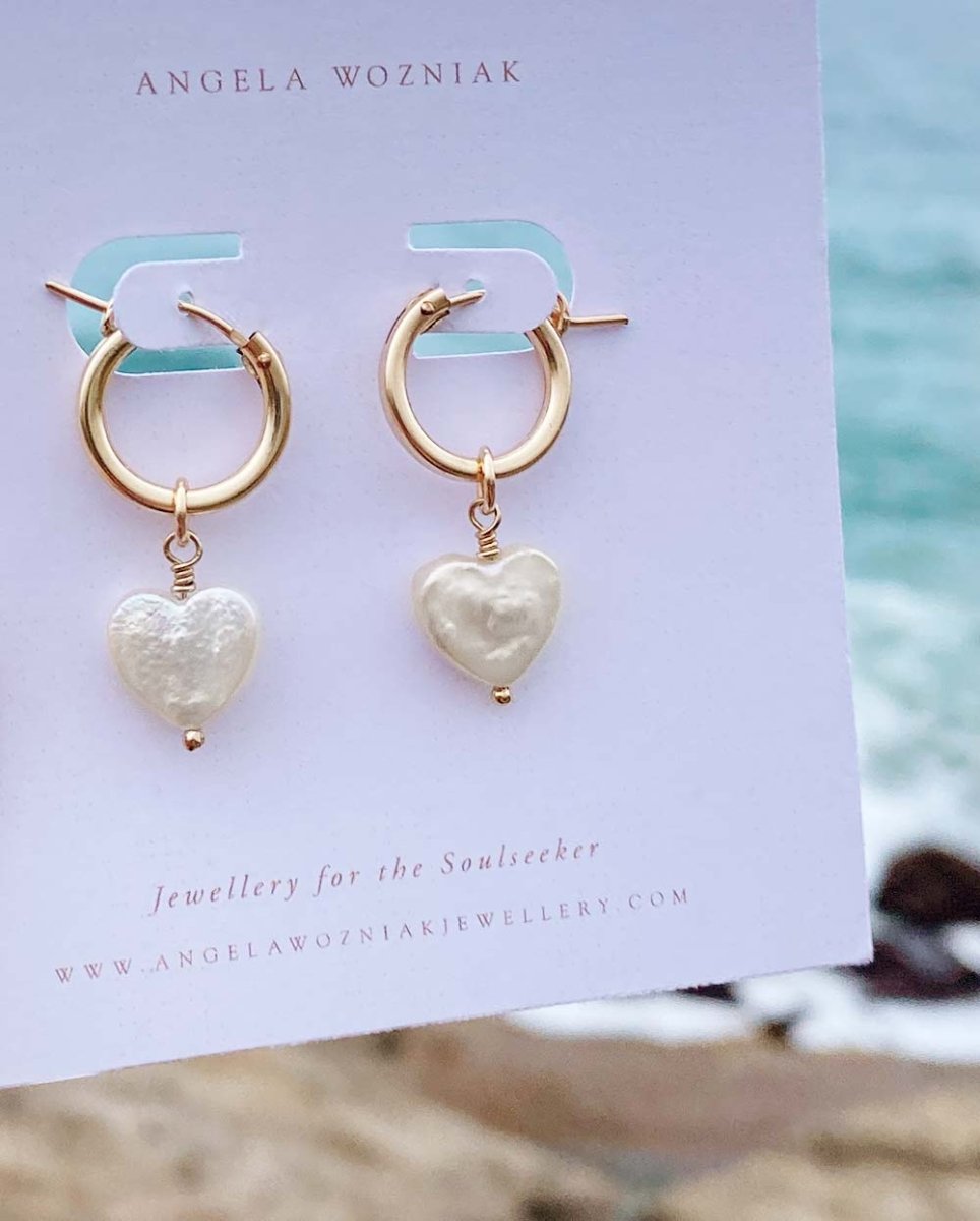 Heart Pearl Charm EarringsEarrings14K Gold FilledAngela Wozniak Jewellery