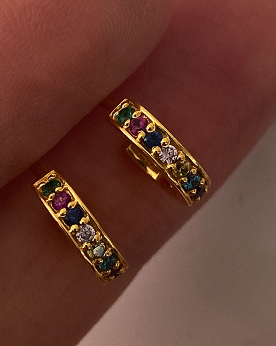 Kira Rainbow Huggie EarringsEarrings14K Gold VermeilAngela Wozniak Jewellery