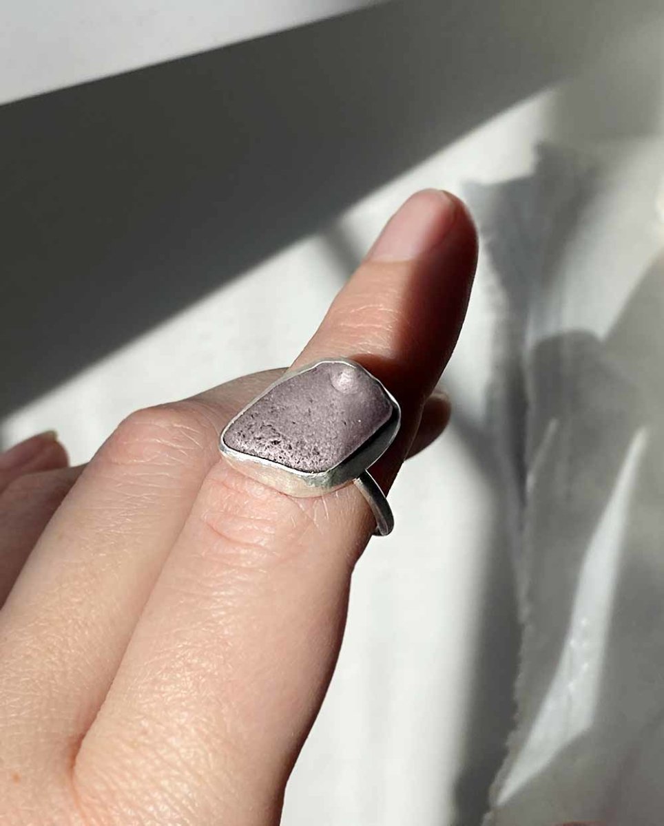 Lavender Seaglass Ring - 401Size 8Angela Wozniak Jewellery