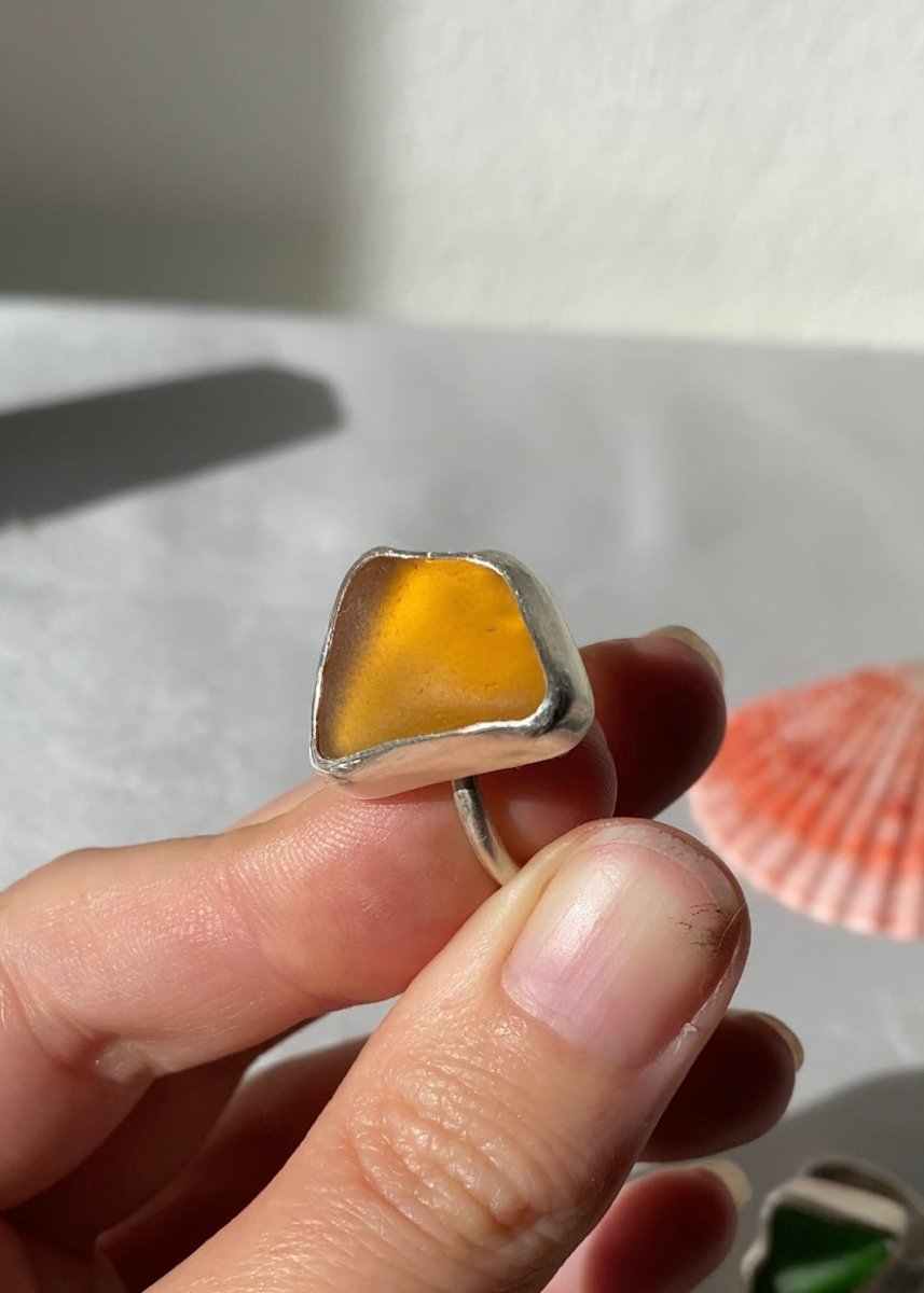 Orange Seaglass RingSterling SilverAngela Wozniak Jewellery