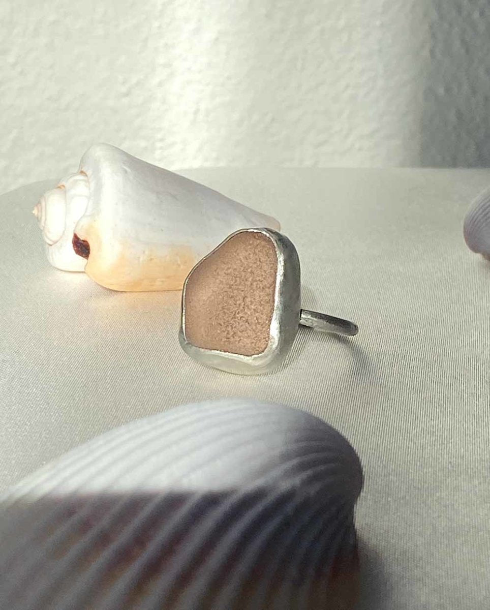 Peach Seaglass Ring - 401RingsCustom SizeAngela Wozniak Jewellery