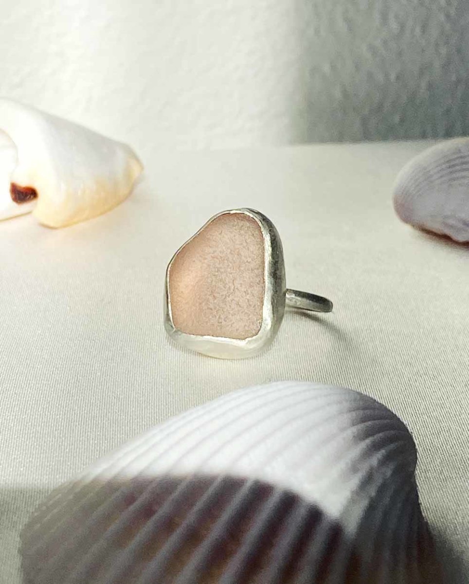 Peach Seaglass Ring - 401RingsCustom SizeAngela Wozniak Jewellery