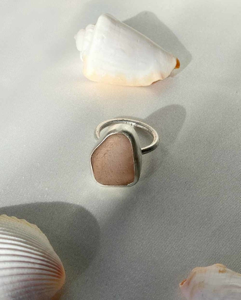Peach Seaglass Ring - 401RingsCustom SizeAngela Wozniak Jewellery