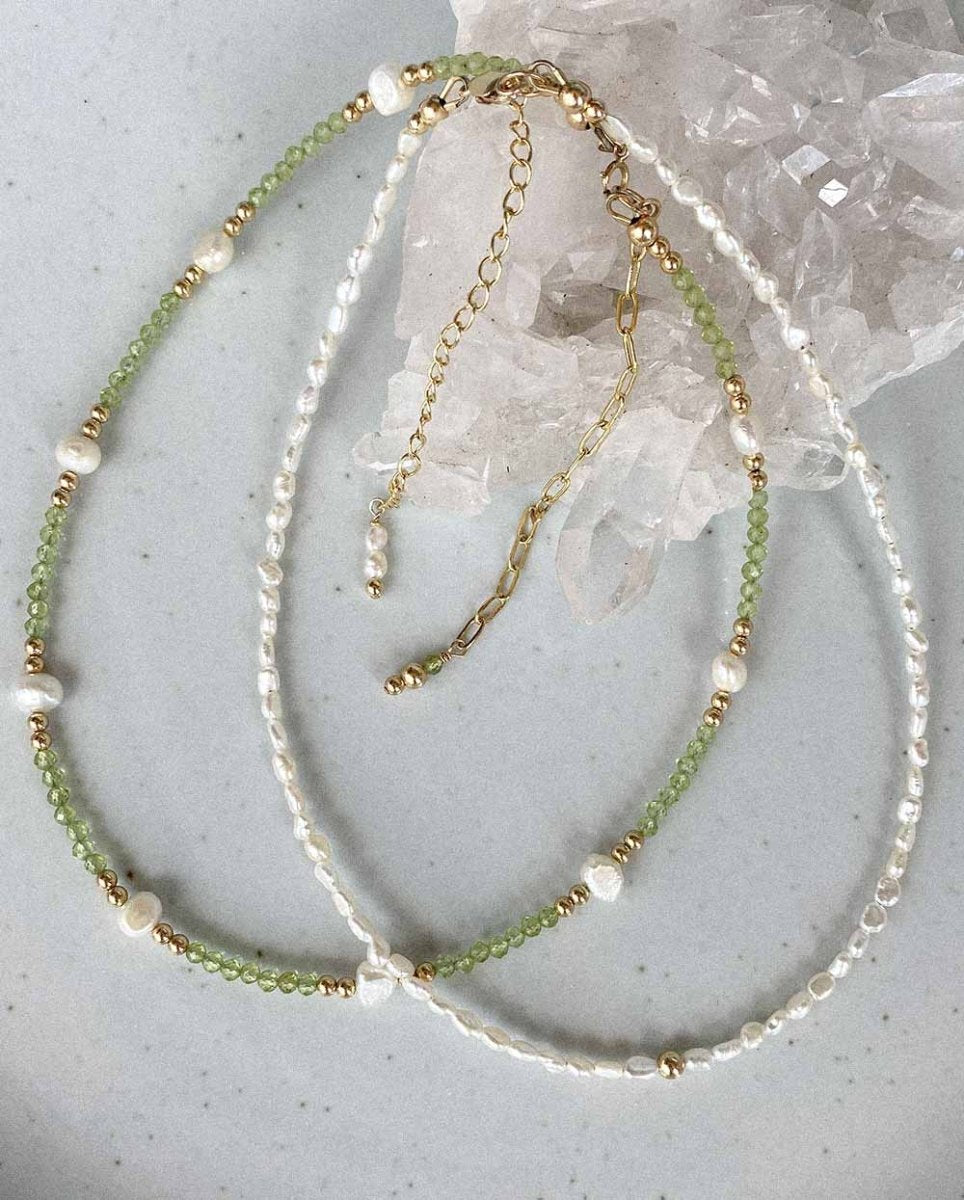 Edwardian Peridot & Seed Pearl Necklace Antique 9ct Gold Floral Scroll  Necklace - 20122 / LA331849 | LoveAntiques.com