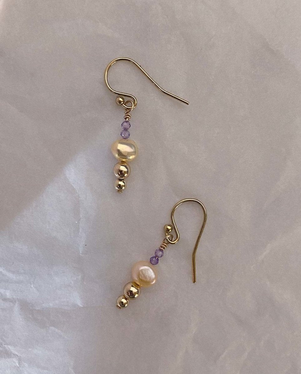 Rhea Pearl & Amethyst Mini EarringsEarrings14K Gold FilledAngela Wozniak Jewellery