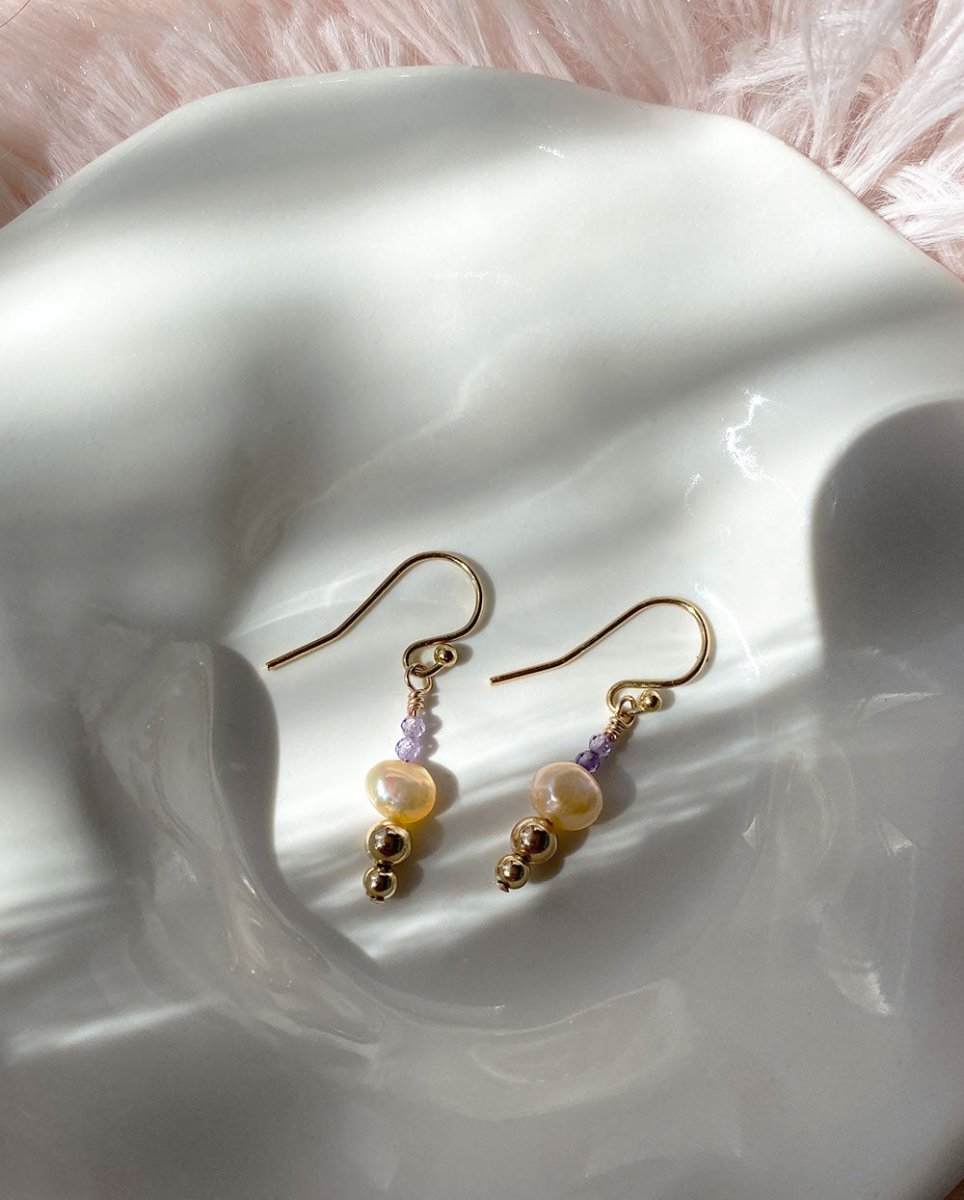 Rhea Pearl & Amethyst Mini EarringsEarrings14K Gold FilledAngela Wozniak Jewellery