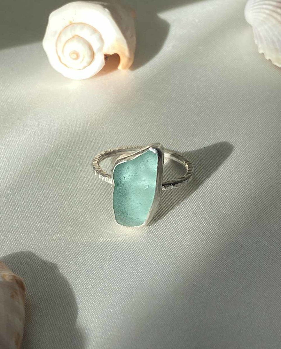 Rockpool Seaglass Ring / Rare Colour / #502RingsCustom SizeAngela Wozniak Jewellery