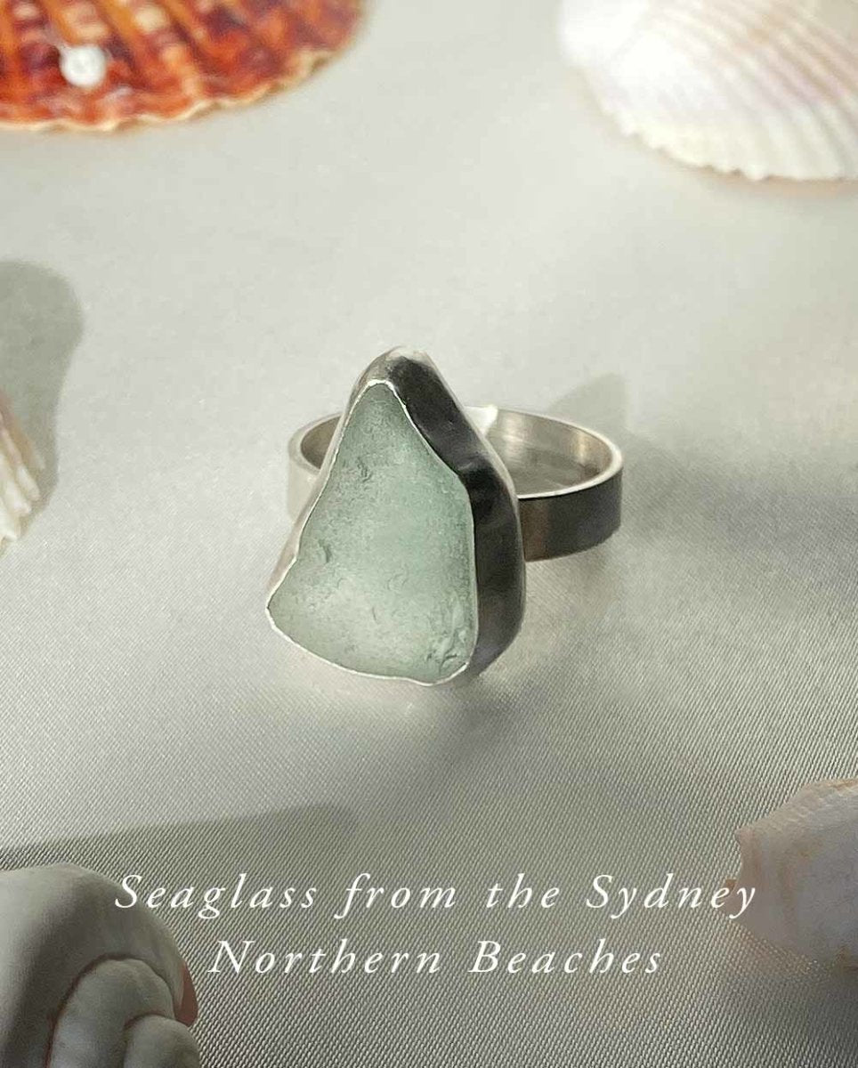 Seafoam Seaglass Ring / Uncommon Colour / #601RingsSize 14.5Angela Wozniak Jewellery
