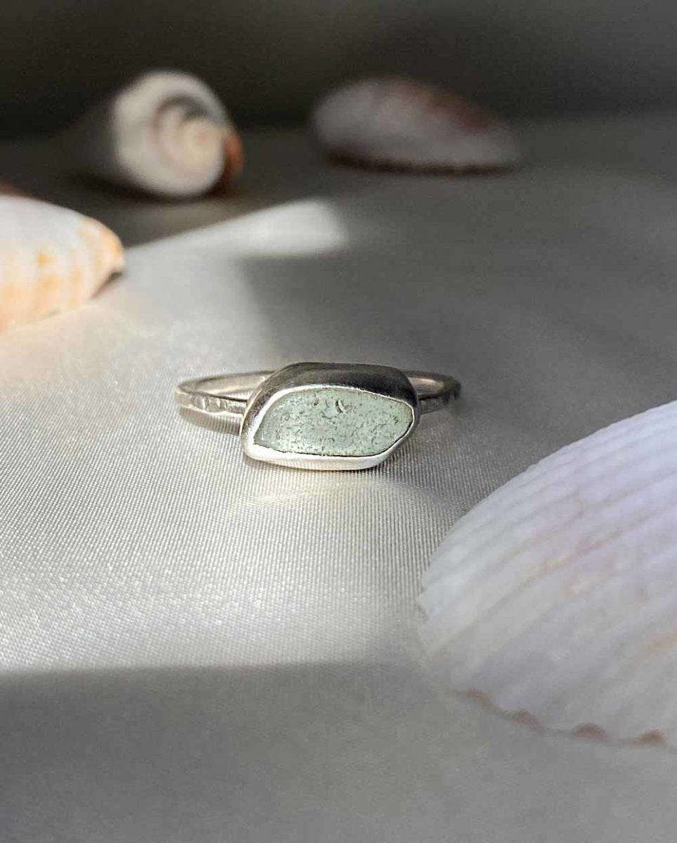 Seafoam Seaglass Ring / Uncommon Colour / #602RingsSize 11.5Angela Wozniak Jewellery