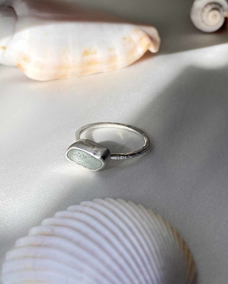 Seafoam Seaglass Ring / Uncommon Colour / #602RingsSize 11.5Angela Wozniak Jewellery