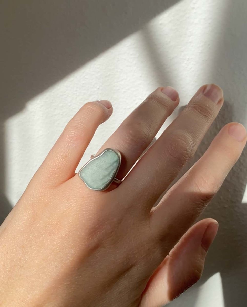 Seafoam Seaglass Ring / Uncommon colour / #603RingsSize 6Angela Wozniak Jewellery