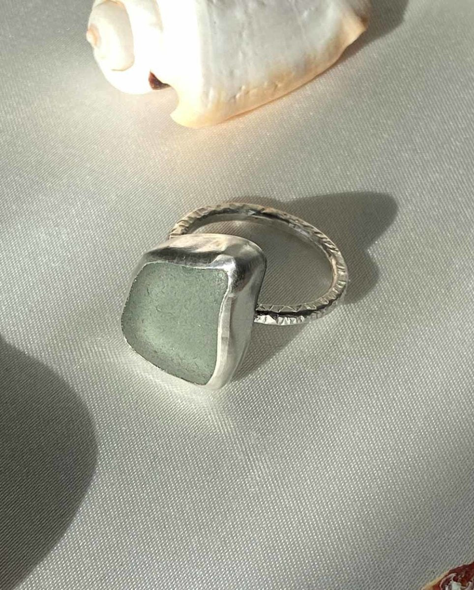 Seafoam Seaglass Ring / Uncommon Colour / #605RingsSize 7Angela Wozniak Jewellery