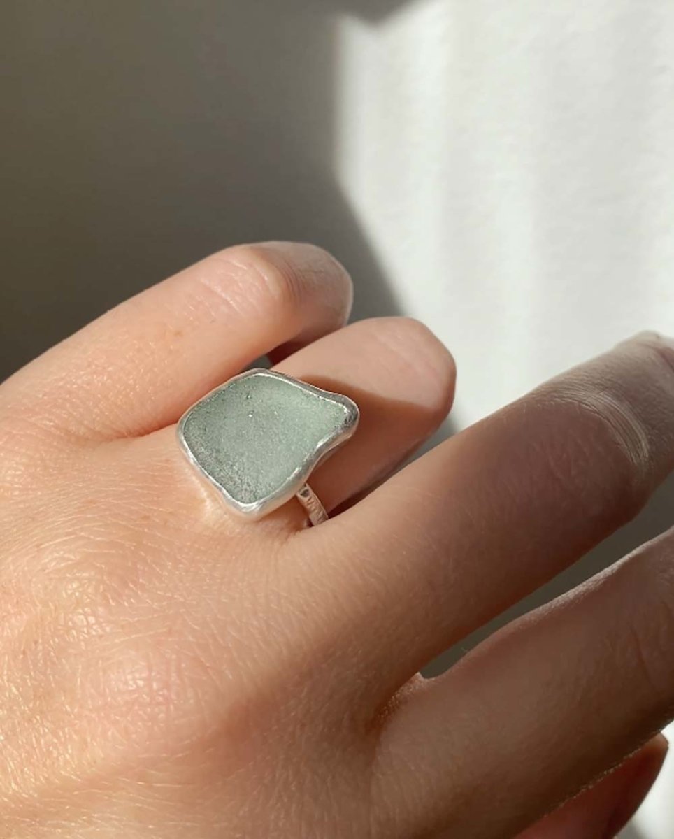 Seafoam Seaglass Ring / Uncommon Colour / #605RingsSize 7Angela Wozniak Jewellery