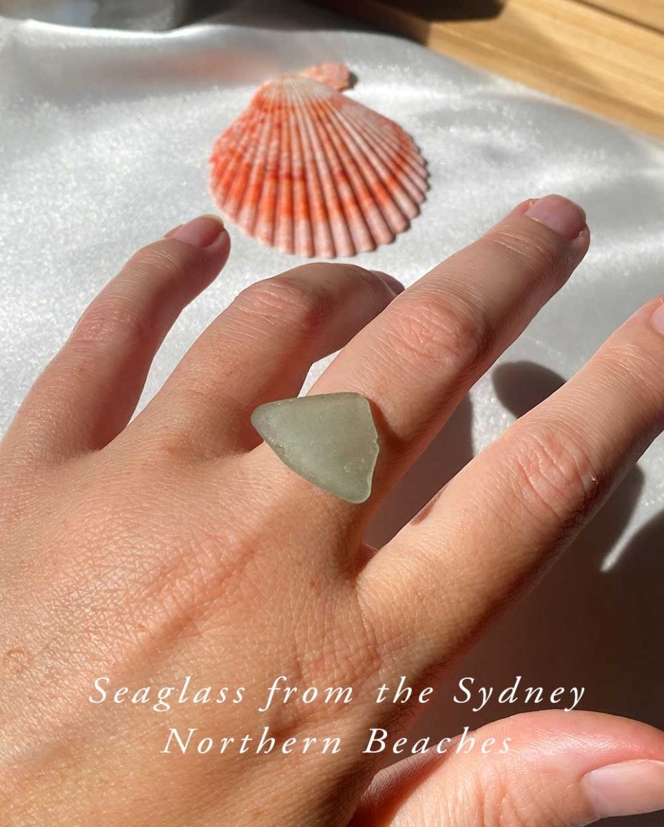 Seafoam Seaglass Ring / Uncommon Colour / #608RingsMADE TO ORDERAngela Wozniak Jewellery