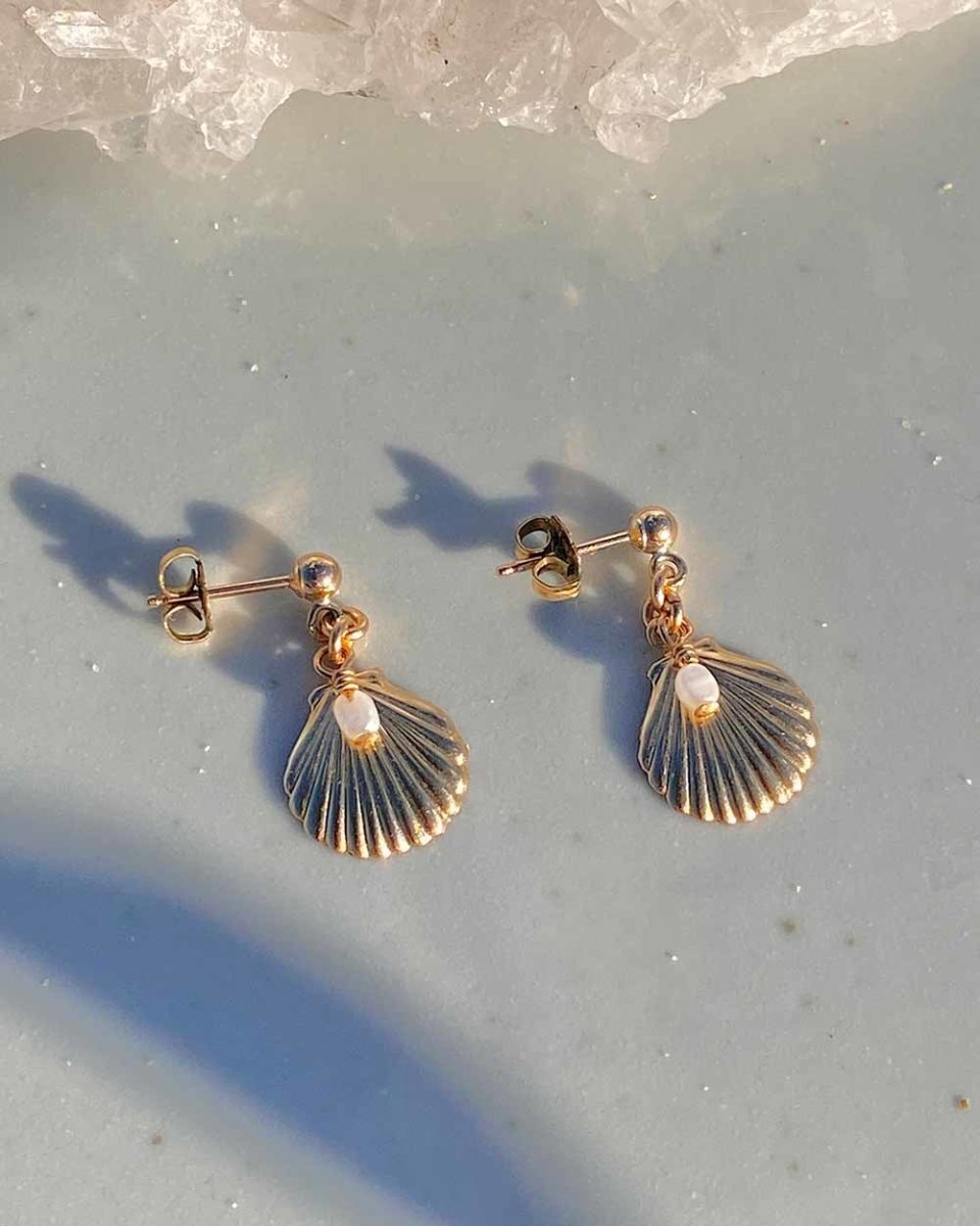 Shell & Pearl Drop Earrings | Angela Wozniak Jewellery